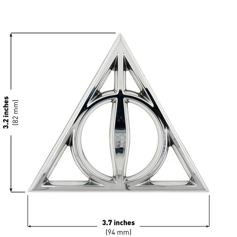 Fan Emblems Deathly Hallows Car Emblem - Harry Potter Symbol 3D Auto Badge - Color: Chrome - Size: 3.7 x 3.2 x 0.2 inches - Officially Licensed Wizarding World Car Accessories - Image 2